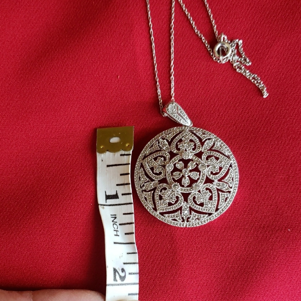 Intricate Sterling Silver Filigree Pendant Necklace - Picture 3 of 4